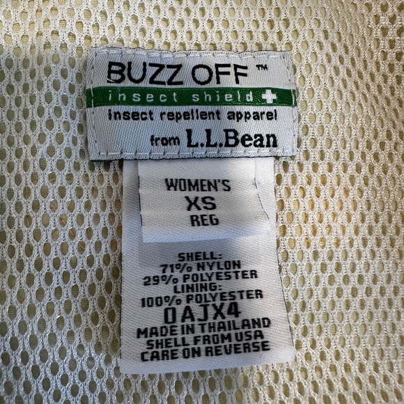 LL Bean women’s  XS Light Yellow Buzz Off Bug Repellent Long Sleeve Button Down. - Picture 6 of 12